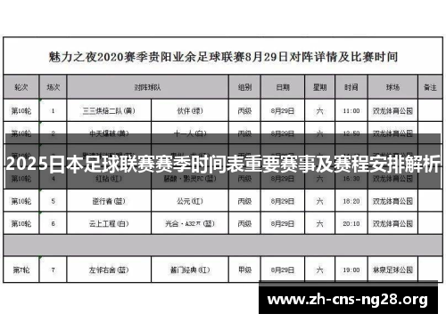 2025日本足球联赛赛季时间表重要赛事及赛程安排解析
